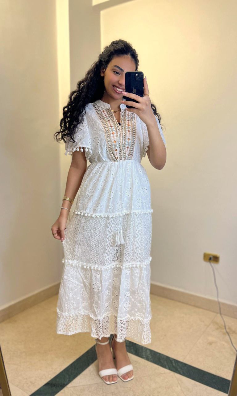Boho Embroidered Lace Maxi Dress