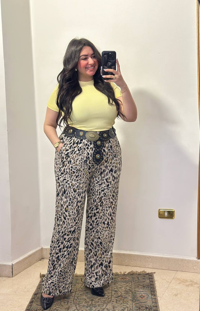 Tiger Print Wide-Leg Pants