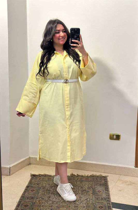 Belted Gabardine Midi Dress.