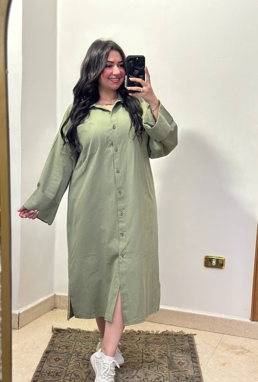 Belted Gabardine Midi Dress.