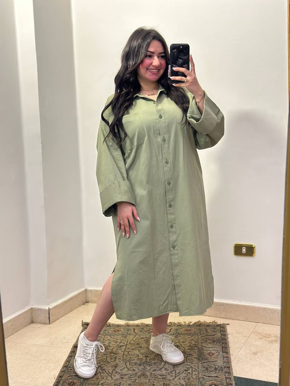 Belted Gabardine Midi Dress.