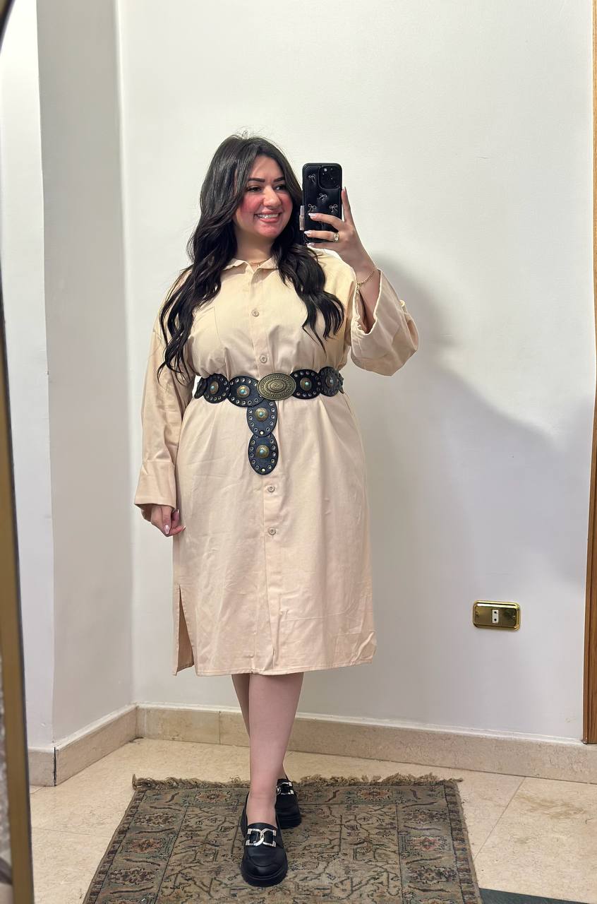 Belted Gabardine Midi Dress.