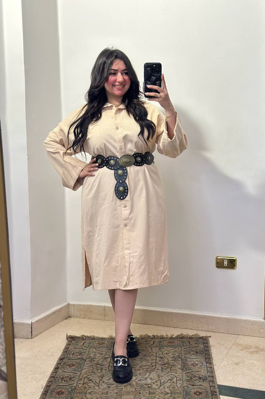 Belted Gabardine Midi Dress.