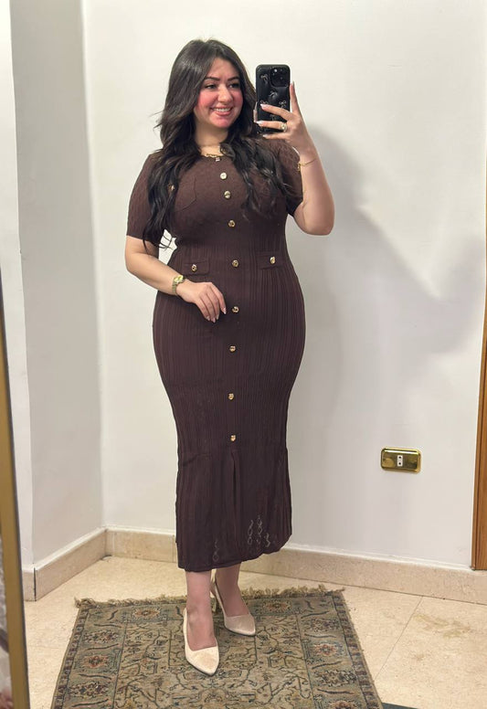 Golden Accent Column Dress