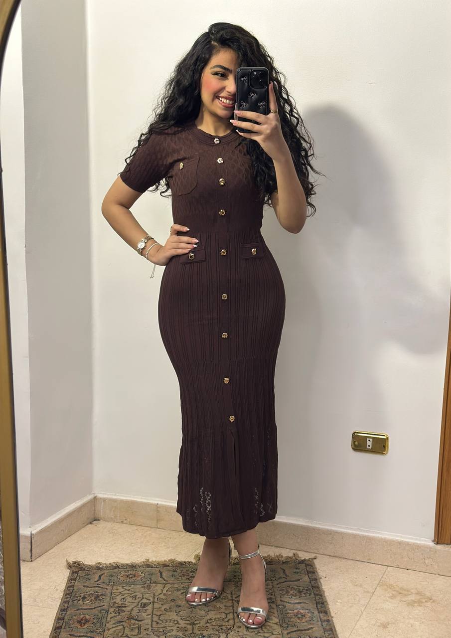 Golden Accent Column Dress