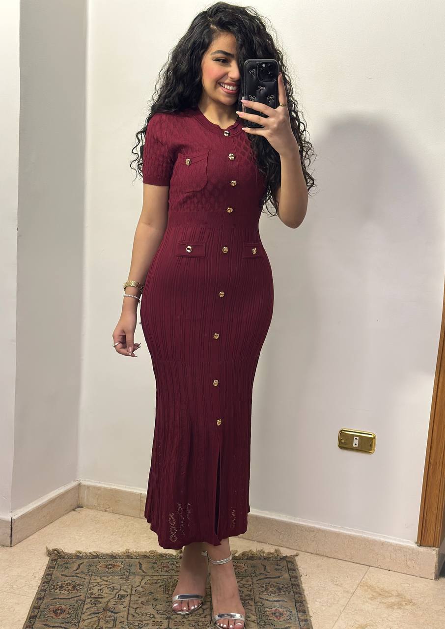 Golden Accent Column Dress