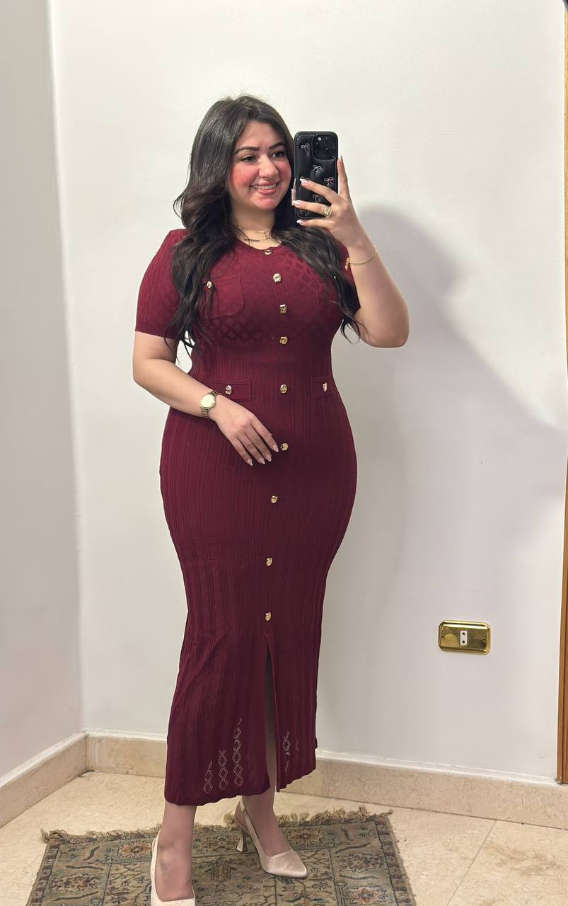 Golden Accent Column Dress