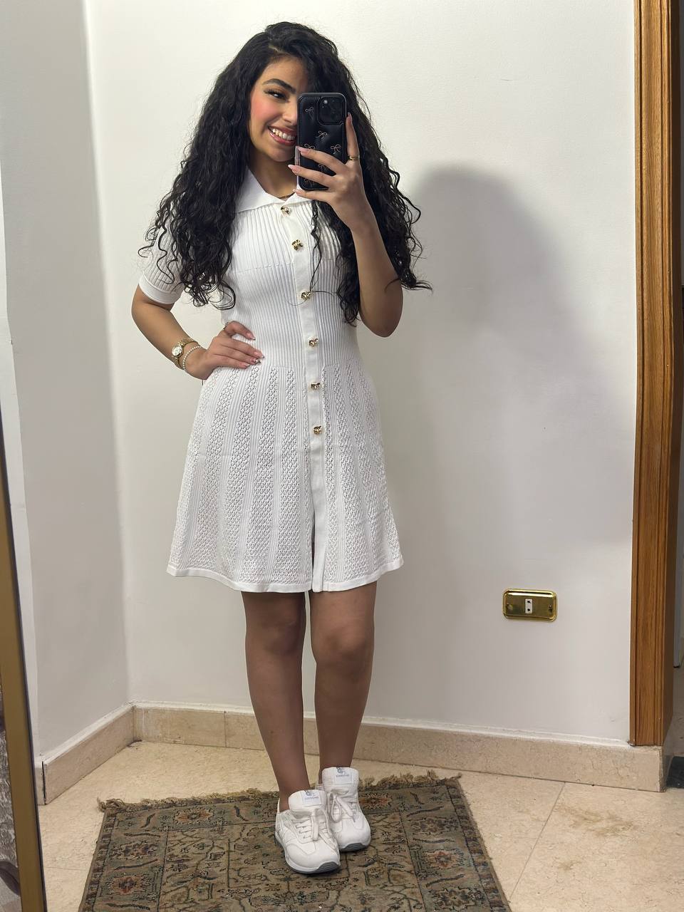 Modern Polo Collar Knitted Mini Dress