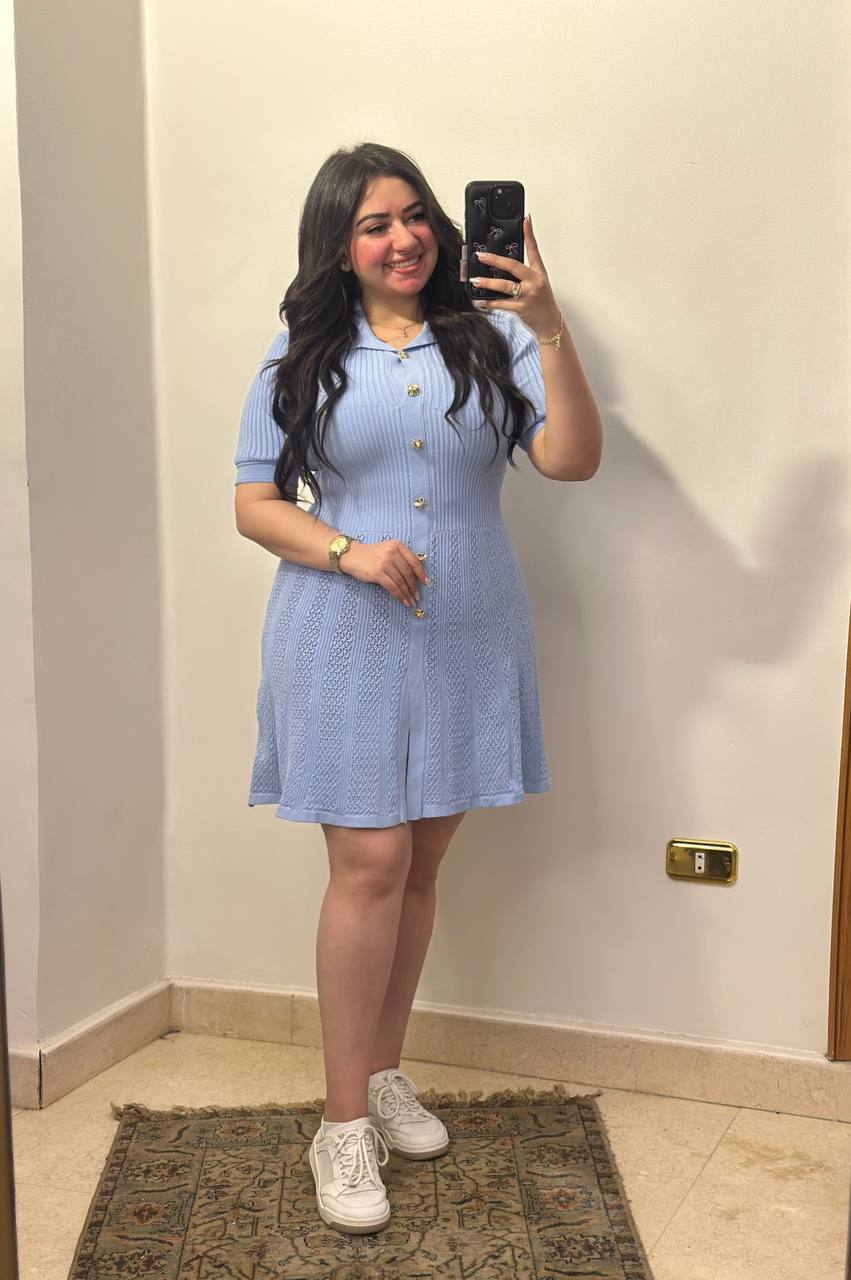Modern Polo Collar Knitted Mini Dress