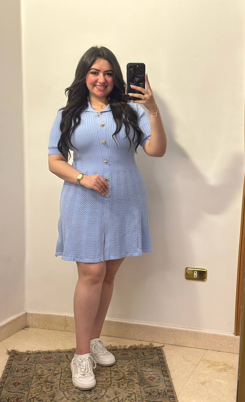 Modern Polo Collar Knitted Mini Dress