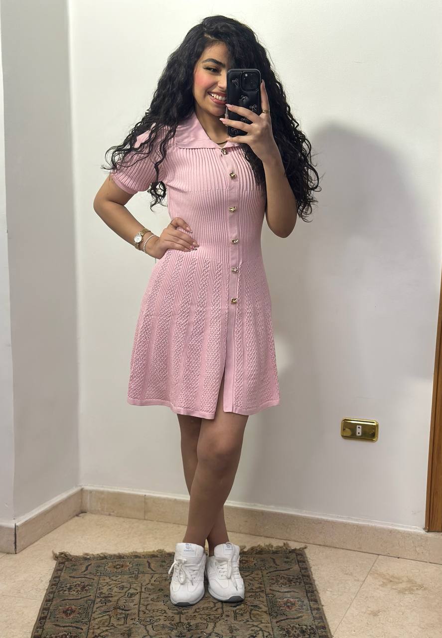 Modern Polo Collar Knitted Mini Dress