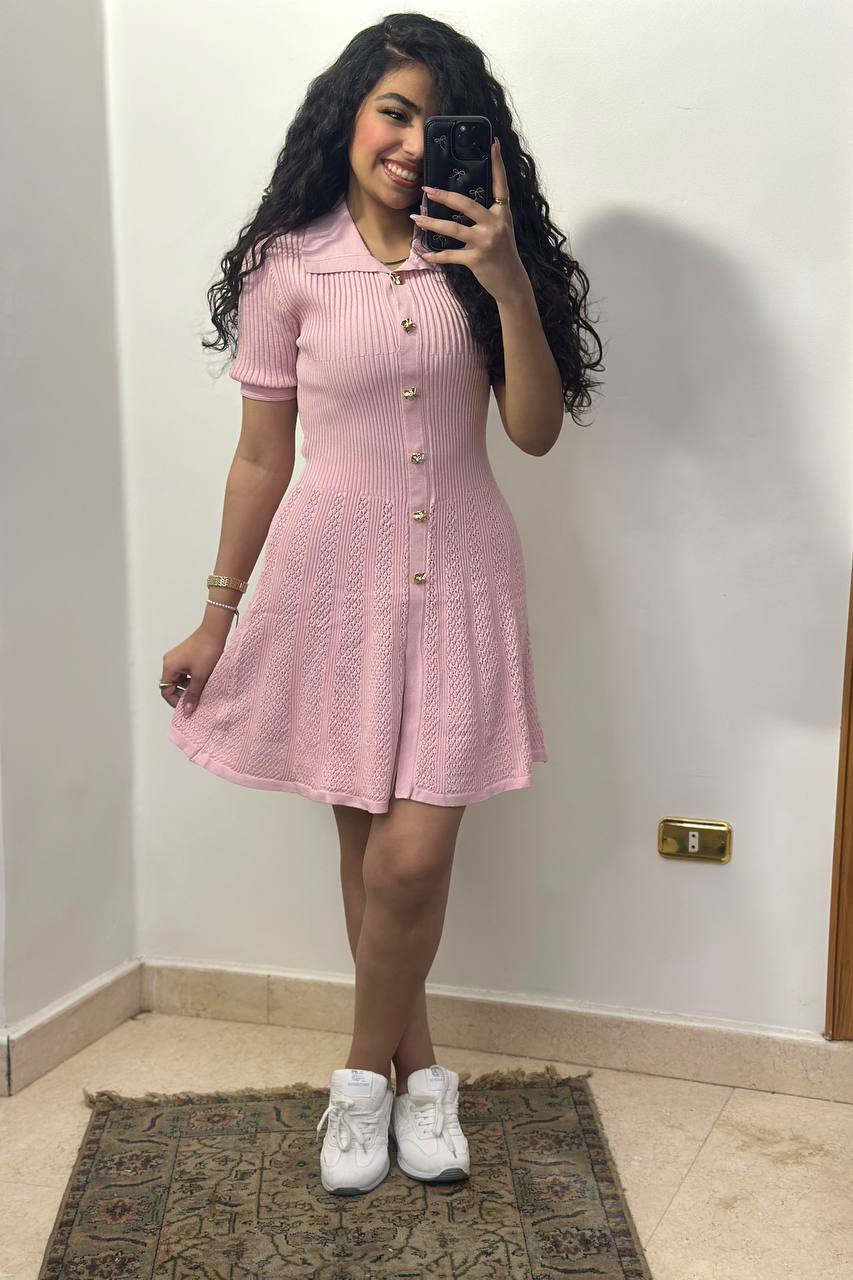 Modern Polo Collar Knitted Mini Dress