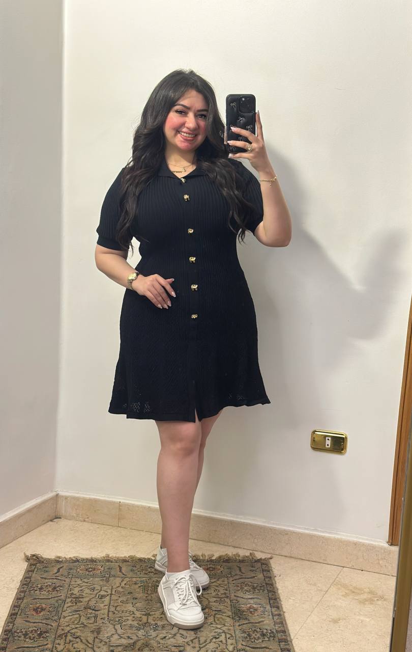 Modern Polo Collar Knitted Mini Dress