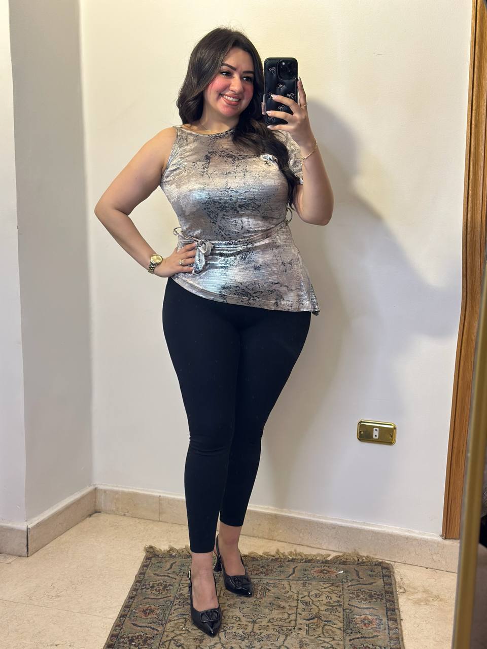 Silver-Sheen Asymmetric Blouse