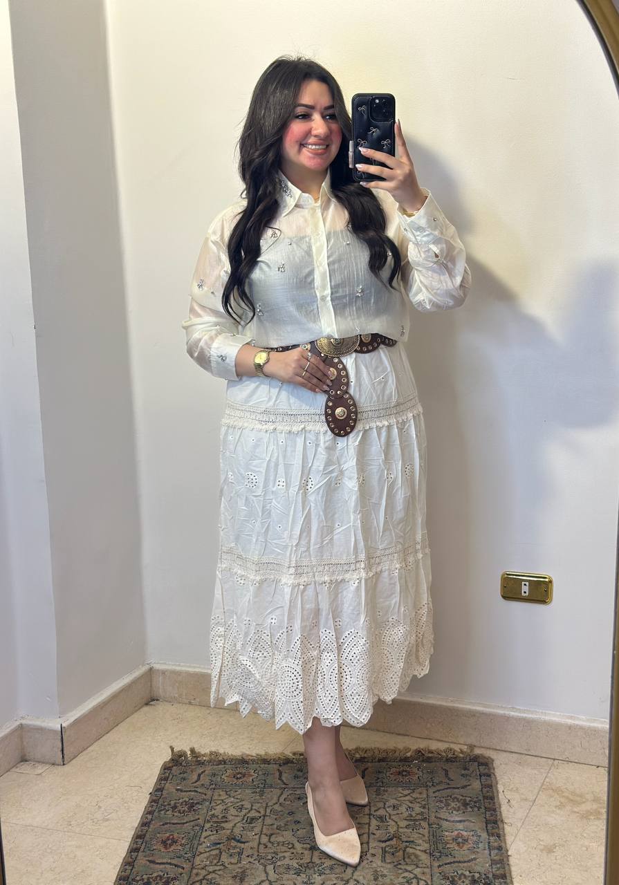 Shimmering Crystal-Embellished Organza Blouse