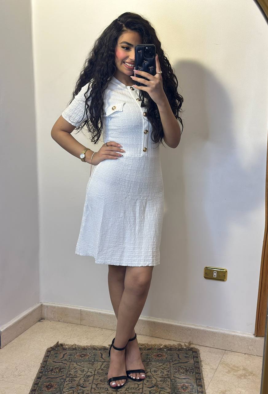 Elegant Textured Buttoned Dress