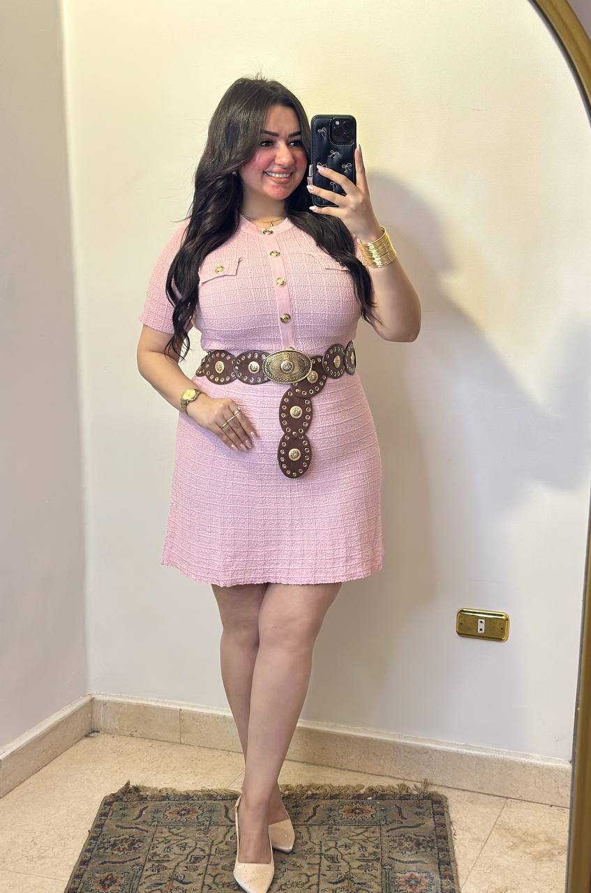 Elegant Textured Buttoned Dress