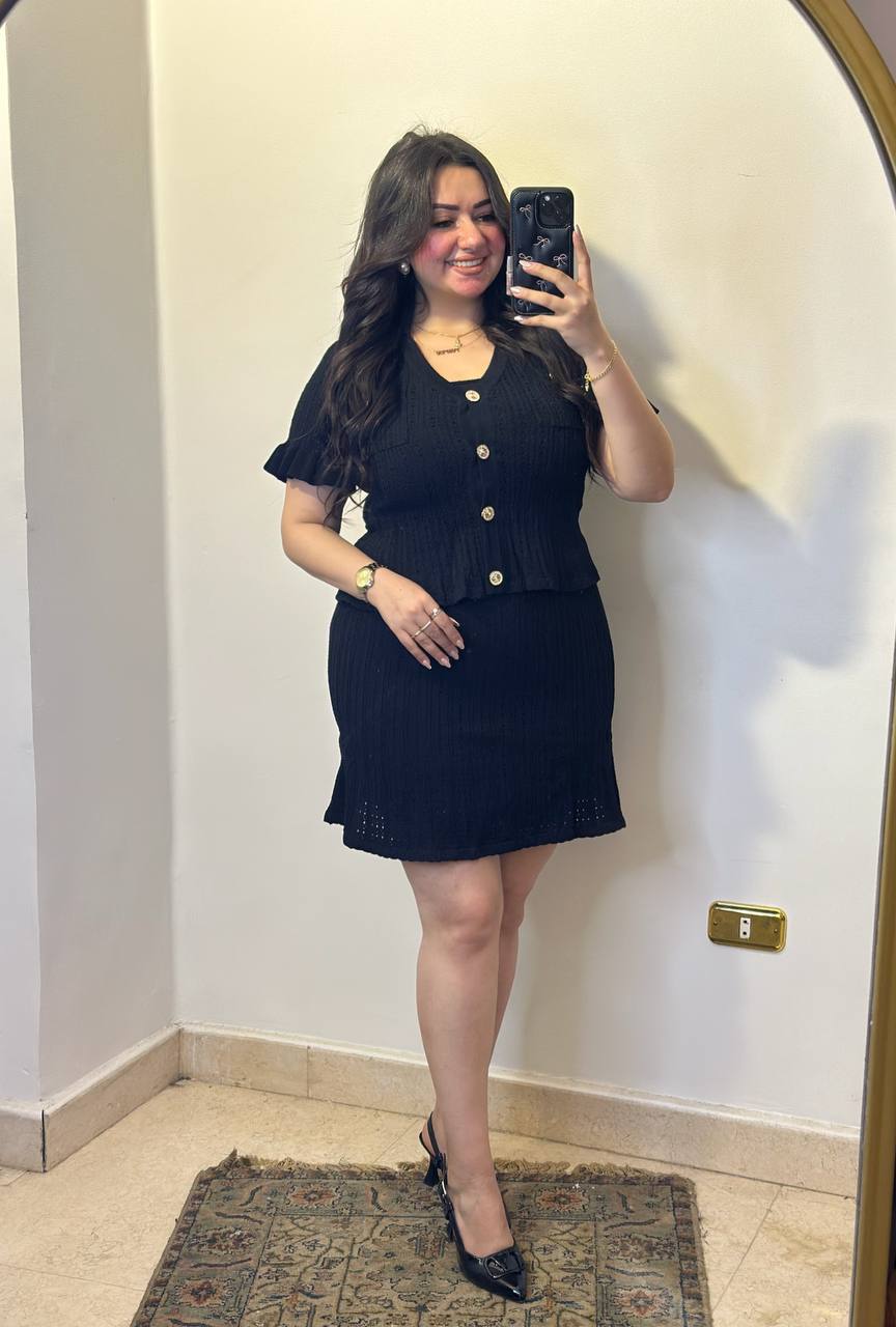 Chic Two-Piece Skirt & Short Sleeve Jacket Set