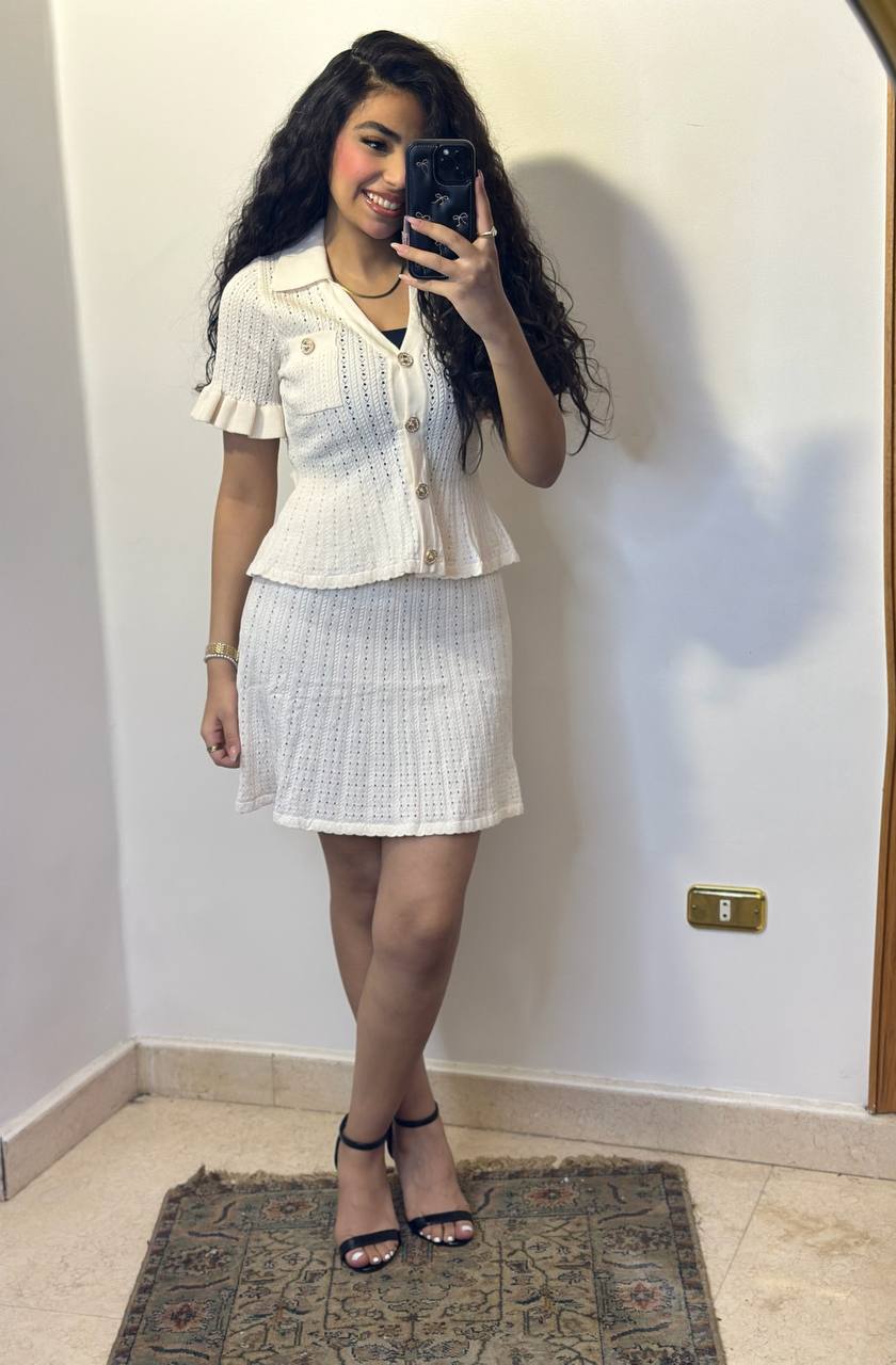Chic Two-Piece Skirt & Short Sleeve Jacket Set