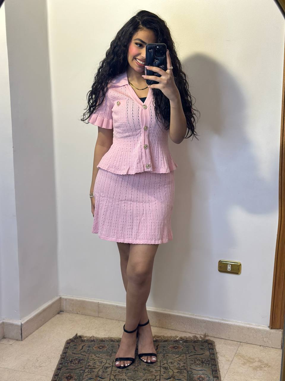 Chic Two-Piece Skirt & Short Sleeve Jacket Set