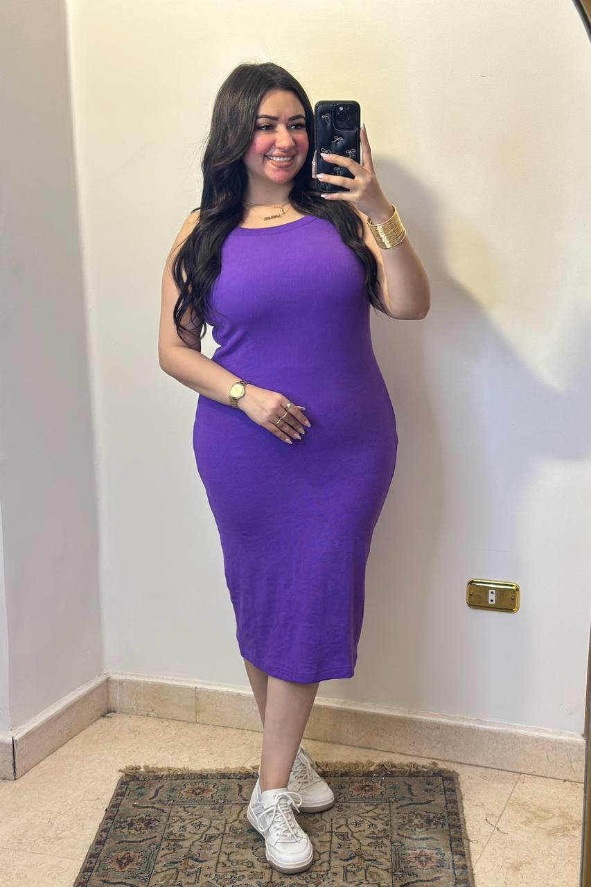 Casual Ribbed Midi Tank Dress