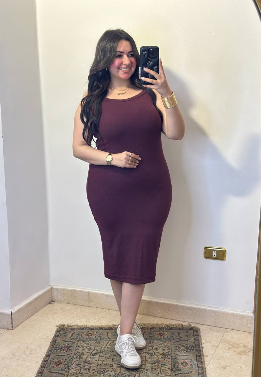 Casual Ribbed Midi Tank Dress