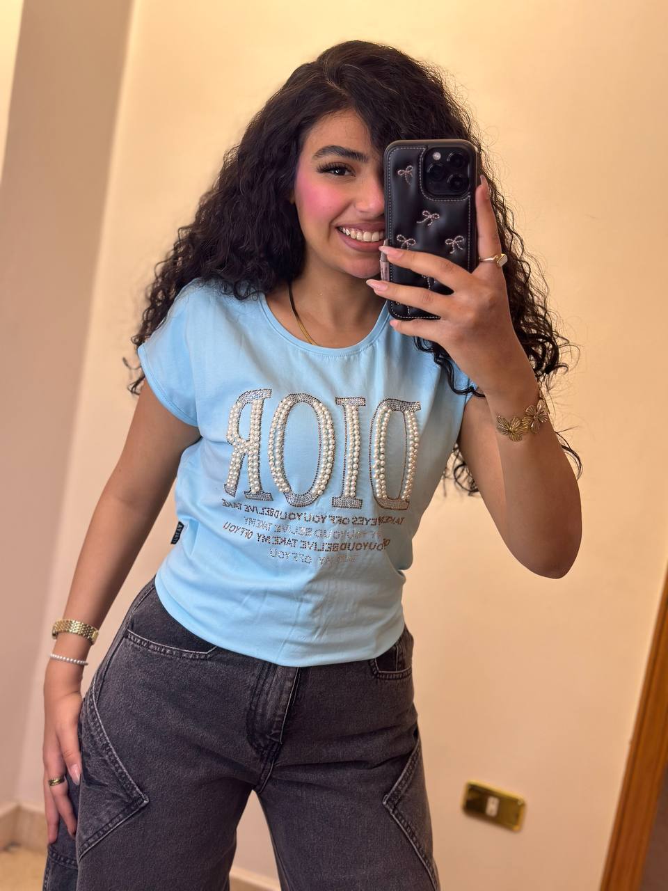 DIOR Shimmering Logo Graphic Tee