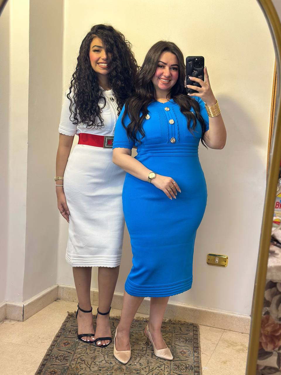Iconic Knit Midi Dress with Scalloped Trim
