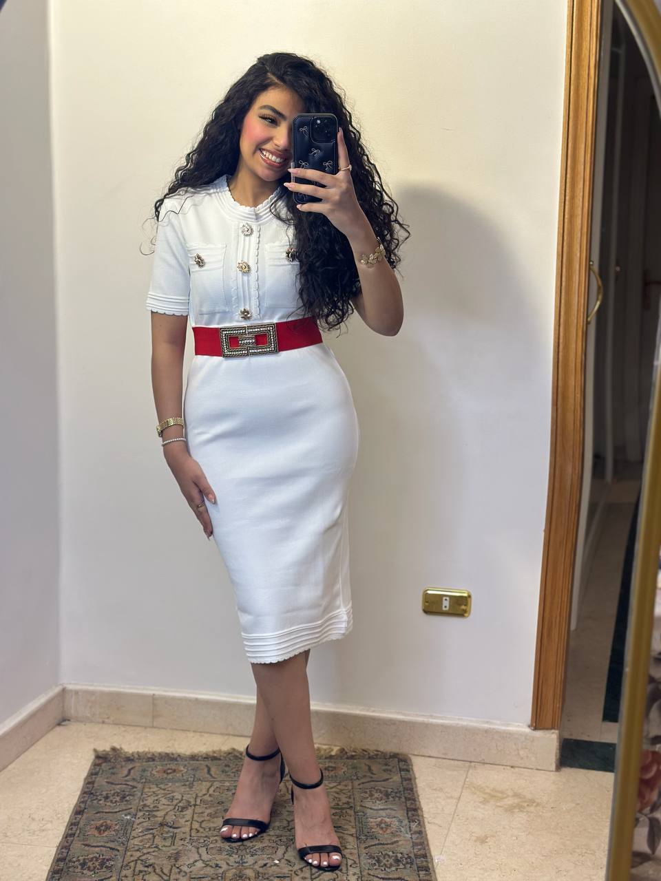 Iconic Knit Midi Dress with Scalloped Trim