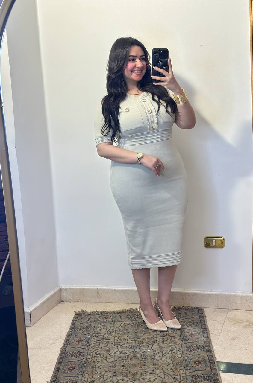 Iconic Knit Midi Dress with Scalloped Trim