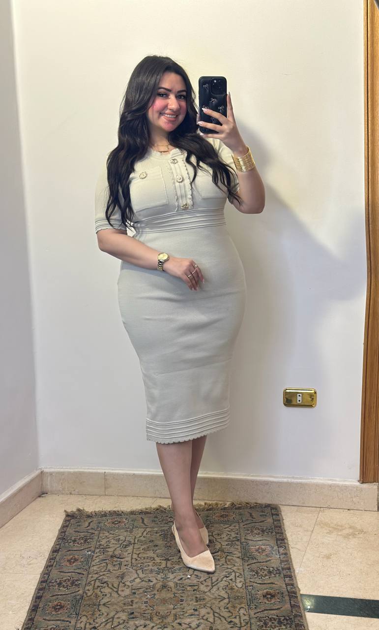 Iconic Knit Midi Dress with Scalloped Trim