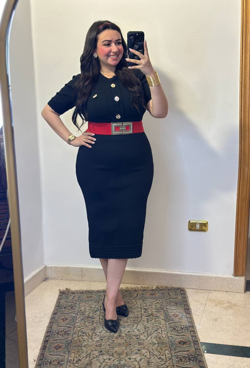 Iconic Knit Midi Dress with Scalloped Trim