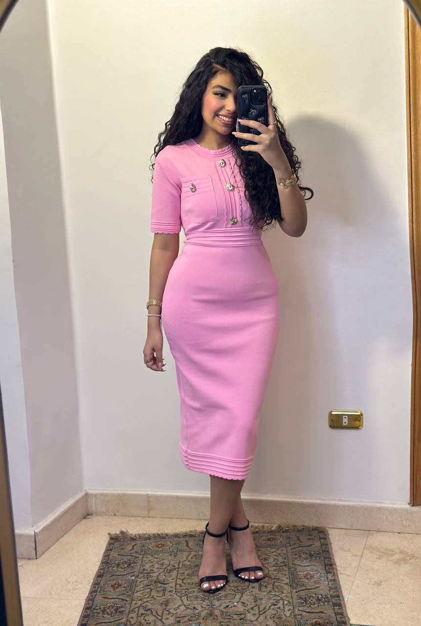 Iconic Knit Midi Dress with Scalloped Trim