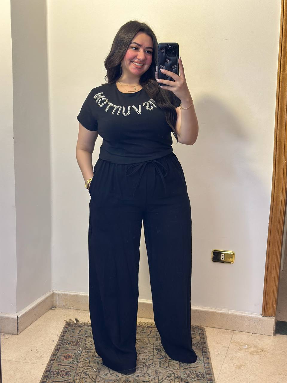 Casual T-Shirt with Crystal Embellished Detail