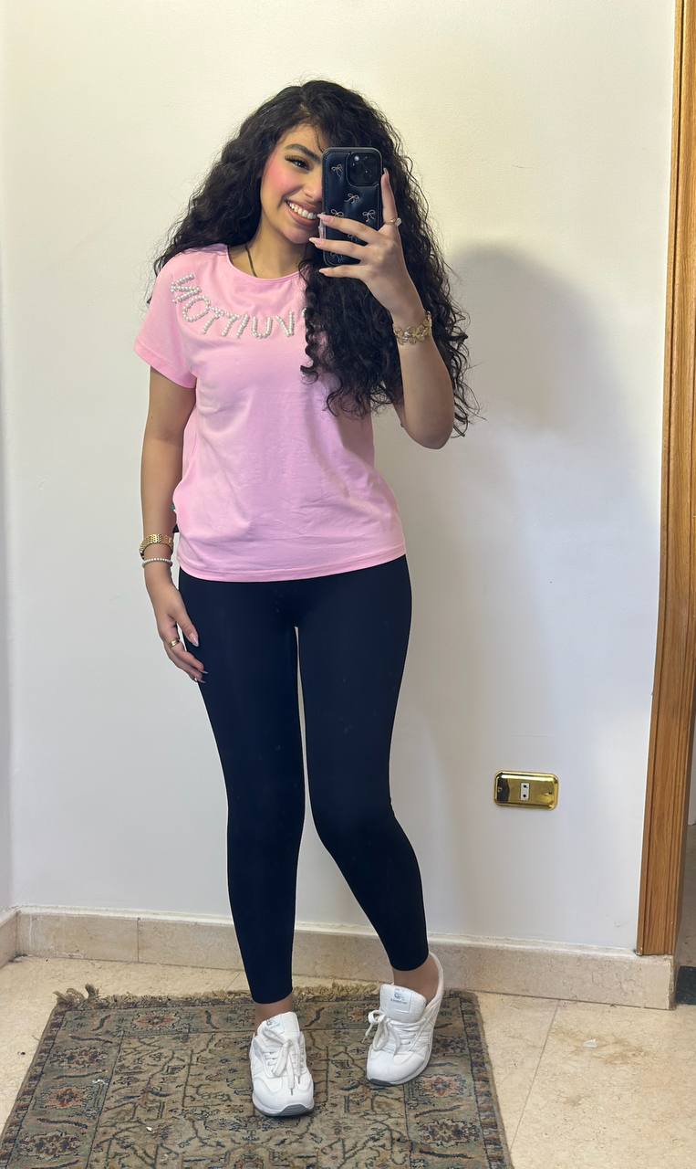 Casual T-Shirt with Crystal Embellished Detail