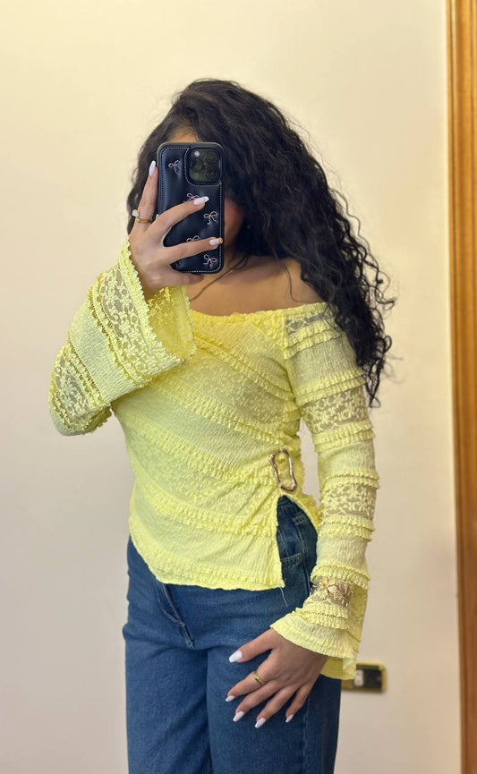 Off-Shoulder Lace Detail Blouse