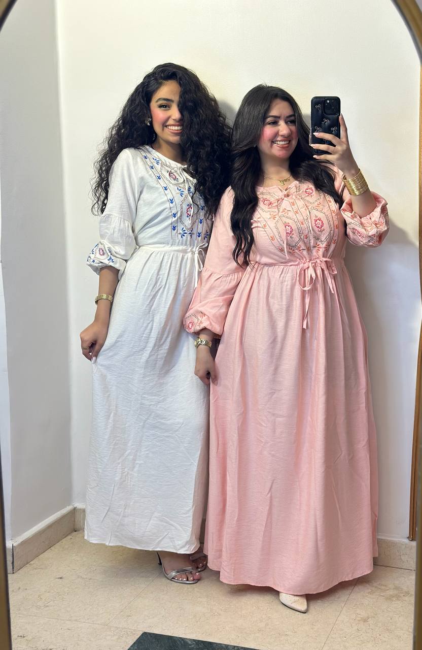 Embroidered Tie-Waist Maxi Dress