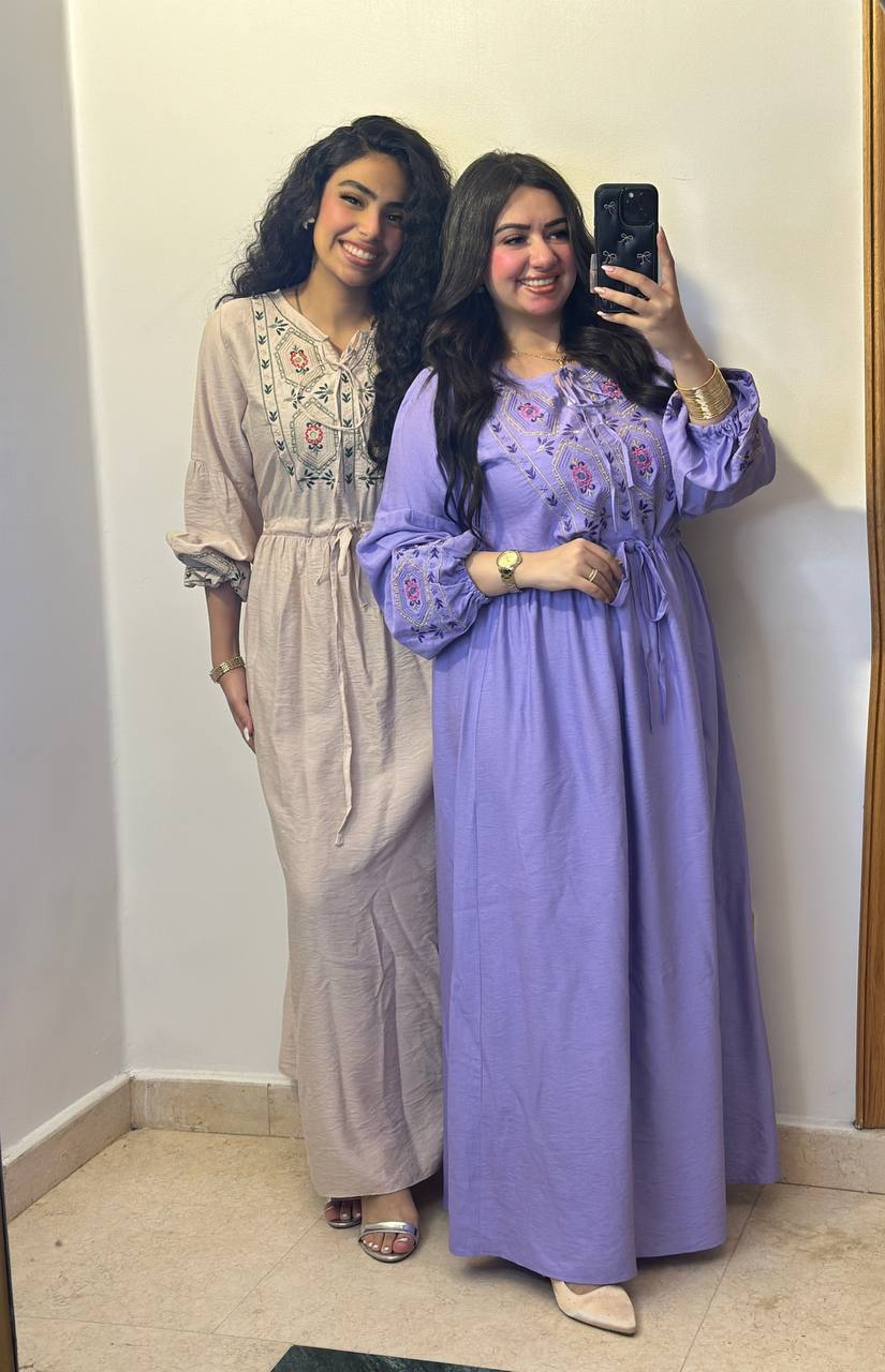Embroidered Tie-Waist Maxi Dress
