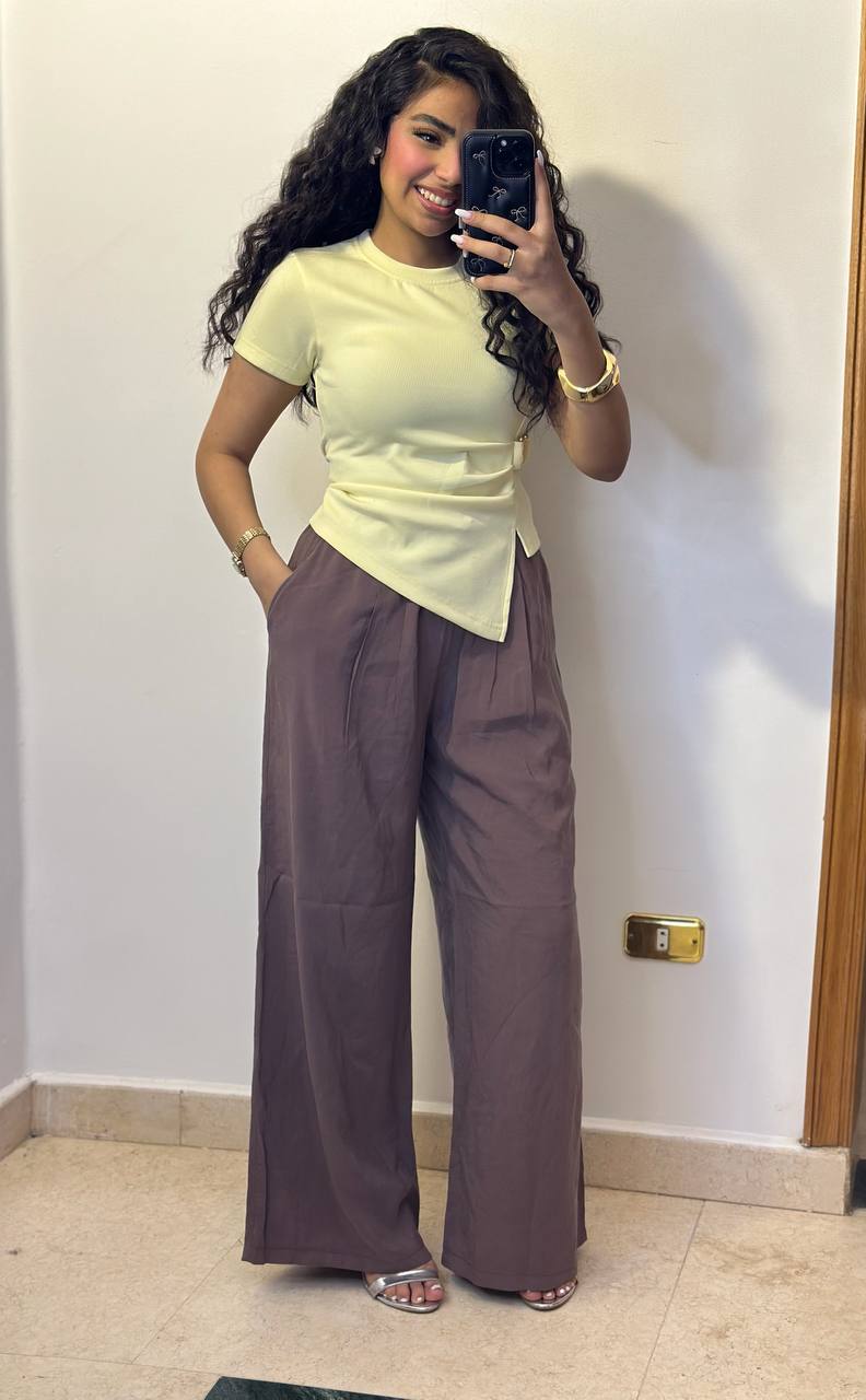 Ribbed Asymmetric Hem Short-Sleeve Top