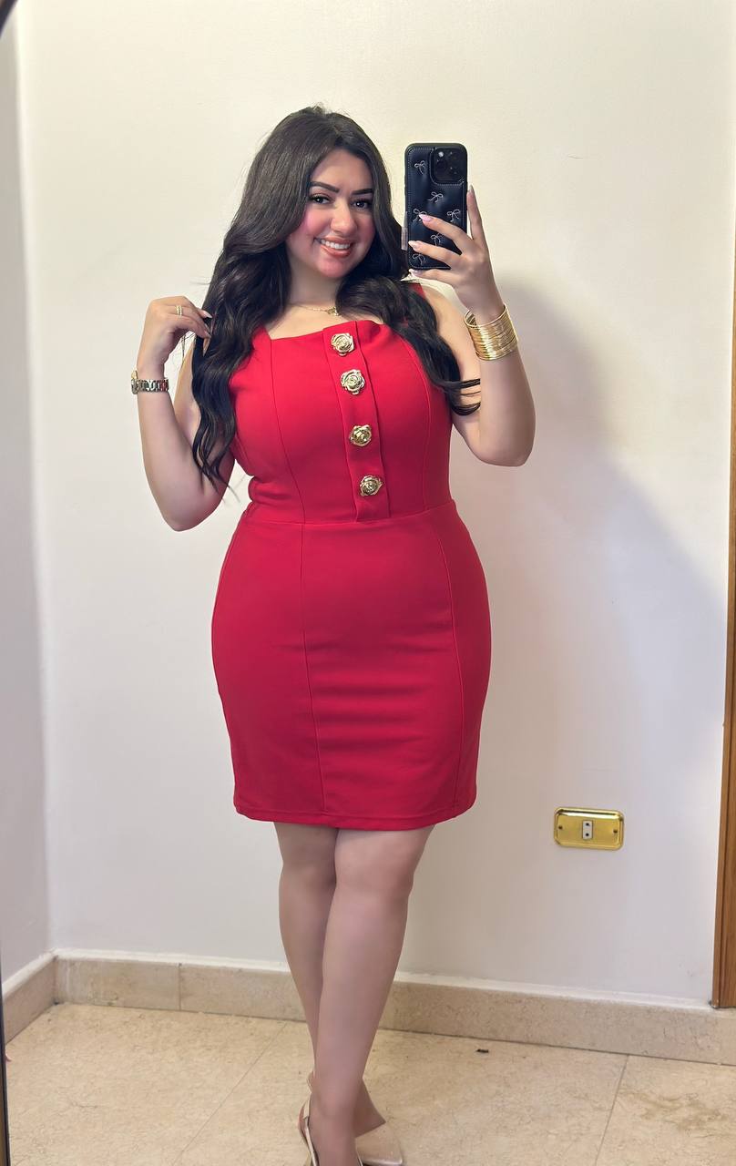 Tailored Bodycon Mini Dress with Metallic Button Detail