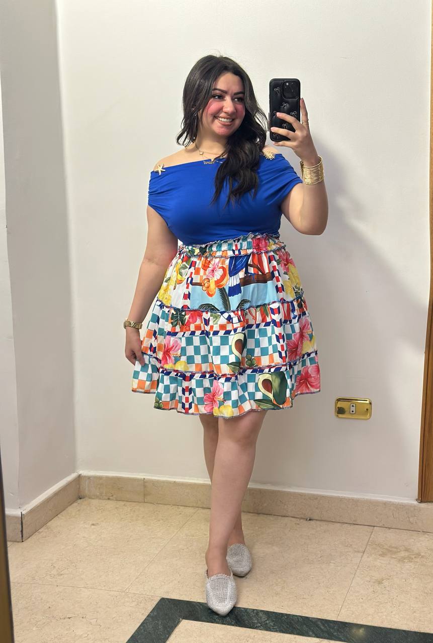 Tropical Resort Off-the-Shoulder Top & Tiered Mini Skirt Set