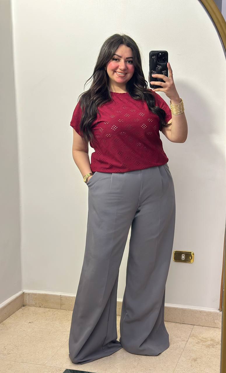 Chic Geometric Eyelet Short Sleeve Blouse