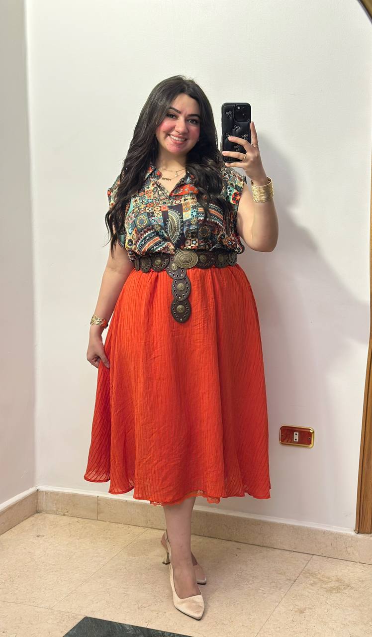 Bohemian Geometric Print Collared Blouse