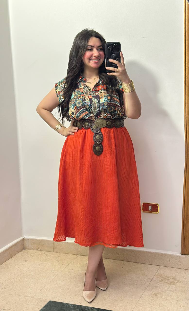 Bohemian Geometric Print Collared Blouse