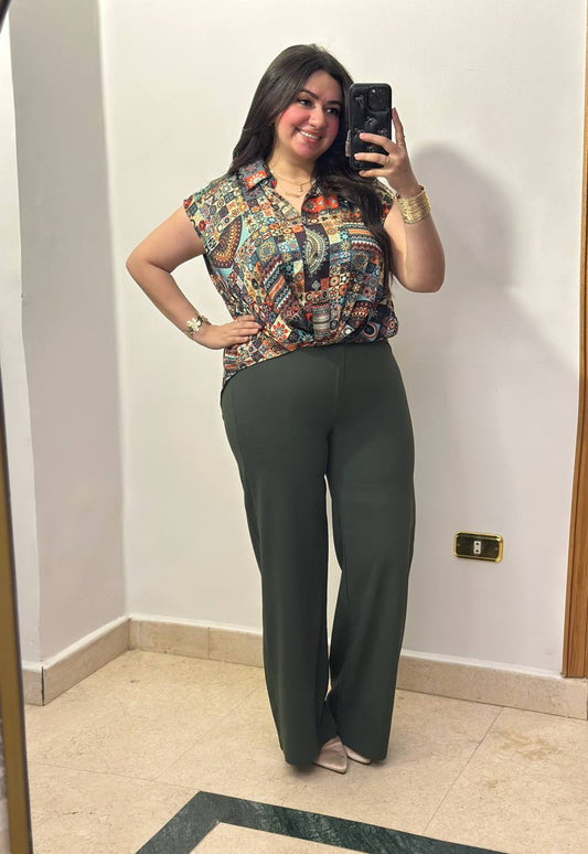 High-Waisted Olive Tailored Trousers