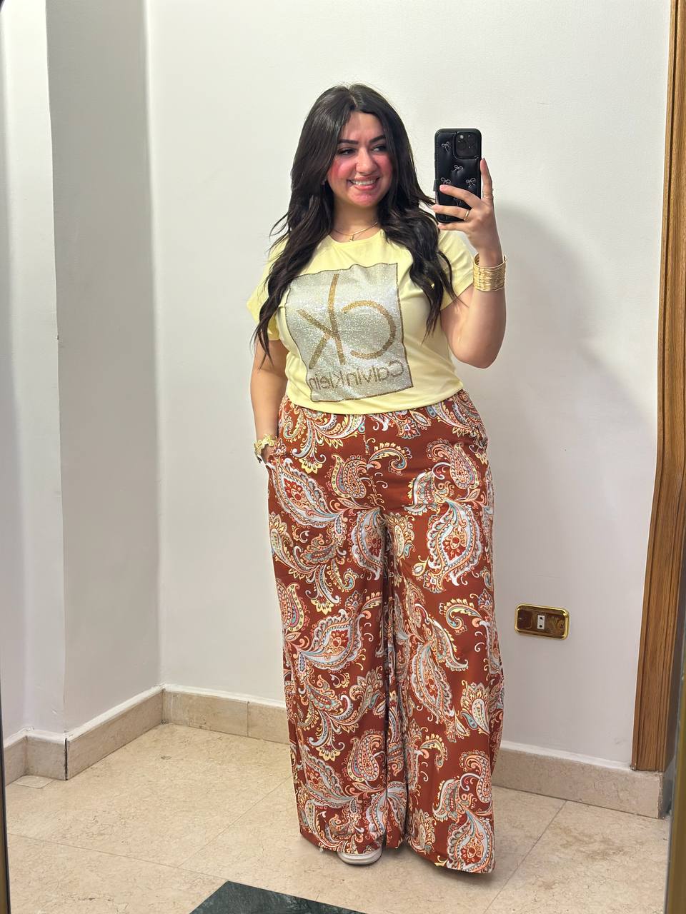 Wide-Leg Paisley Print Trousers