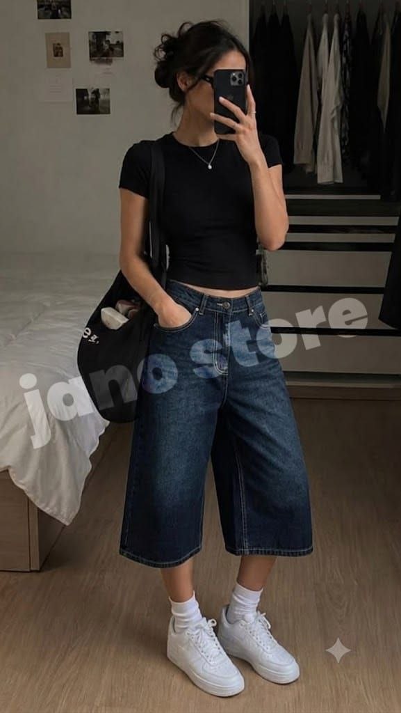 High-Waist Denim Jorts