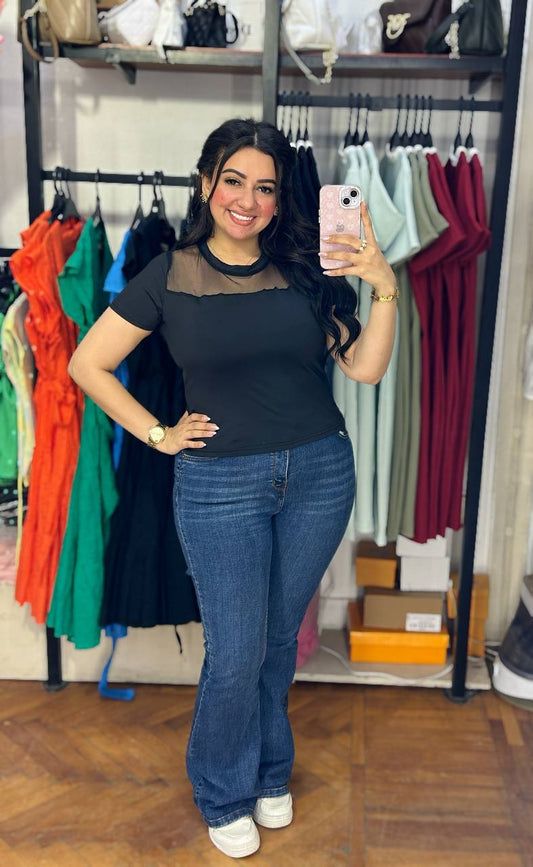 Women's Basic Lycra Half-Sleeve Top